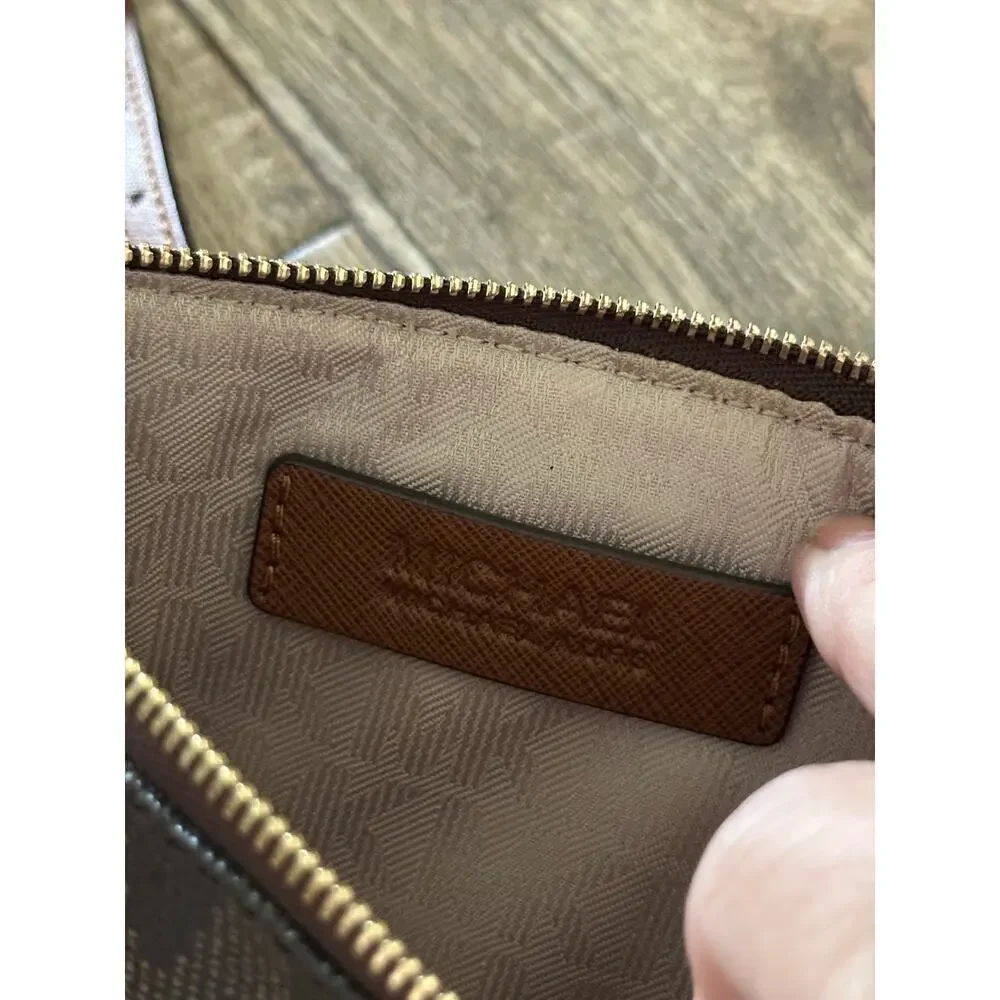 Michael Kors Women's Brown MK Monogram Slim Specchio Crossbody Bag